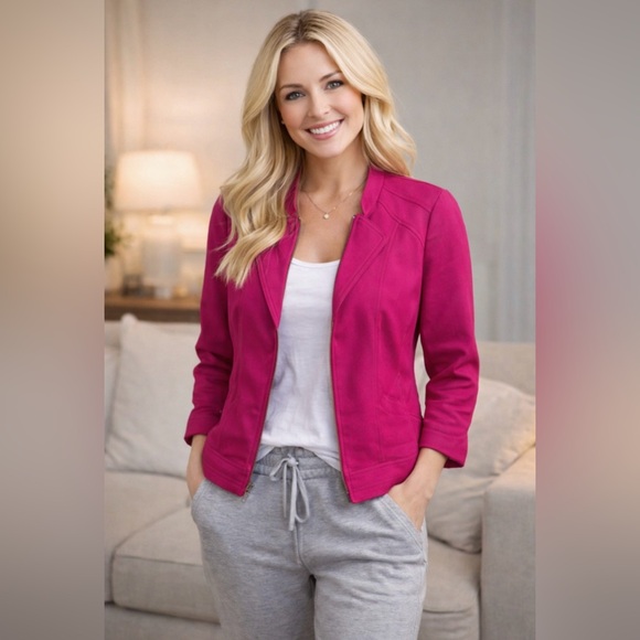 Vibrant Pink elegant Women's Blazer size 2 /p 56% cotton - Picture 2 of 15